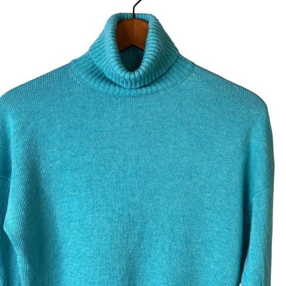 J Crew New! Wool Blend High Low Tunic Turtleneck Sweater Long Sleeve Turquoise - Picture 2 of 15